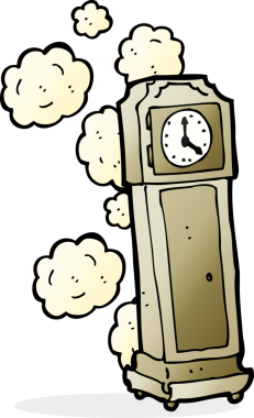 Bir insan tarafından çizilmiş eski bir büyükbaba saati.