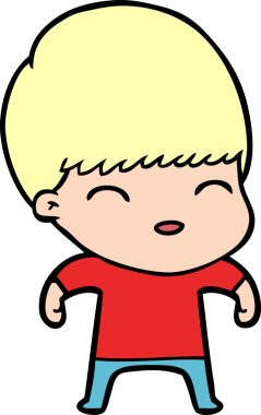 Bir insan tarafından çizilmiş mutlu çizgi film çocuğu.