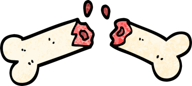 Grunge desenli karikatür. Bir insan tarafından çizilmiş kırık kemik.