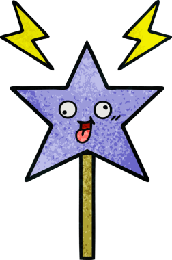 Bir insan tarafından çizilmiş sihirli bir değneğin retro grunge dokusu