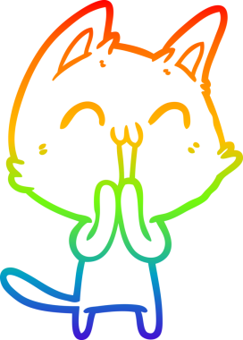 gökkuşağı gradyan çizimi mutlu çizgi film kedisi bir insan tarafından çizildi