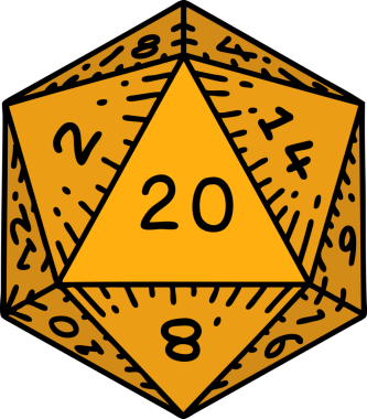 Retro Dövme Biçimi Doğal 20 D20 zar bir insan tarafından çizildi