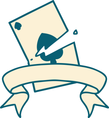 Bir insan tarafından çizilmiş yırtık bir kartın pankartıyla geleneksel dövme