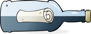 Bir insan tarafından çizilmiş şişedeki çizgi film mesajı.