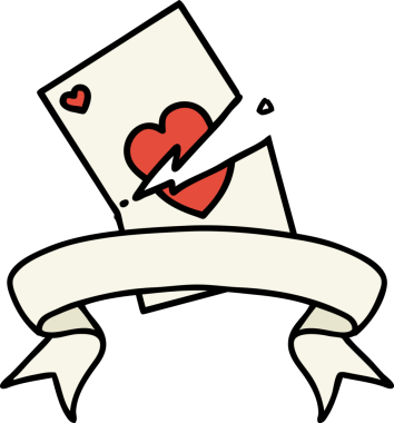 Bir insan tarafından çizilmiş yırtık bir kartın pankartıyla geleneksel dövme