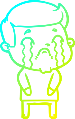 Bir insan tarafından çizilmiş ağlayan bir çizgi film karakteri çizimi.