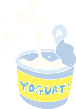 Bir insan tarafından çizilmiş düz renkli yoğurt çizimi