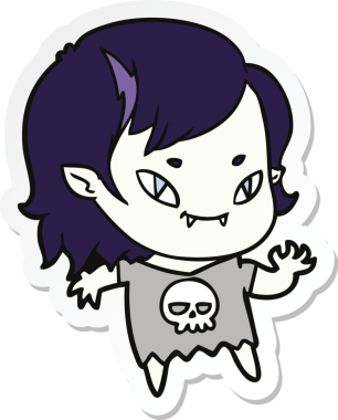 Bir insan tarafından çizilmiş, karikatür dostu vampir kızın çıkartması.