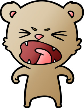 Bir insan tarafından çizilmiş kızgın çizgi film ayısı.