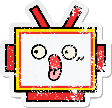 Bir insan tarafından çizilmiş sevimli robot kafasının sıkıntılı çıkartması.