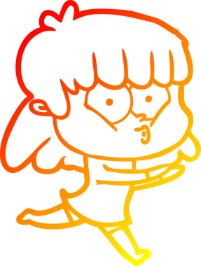 Bir insan tarafından çizilmiş, çizgi film karakteri ıslık çalan bir kız çizimi