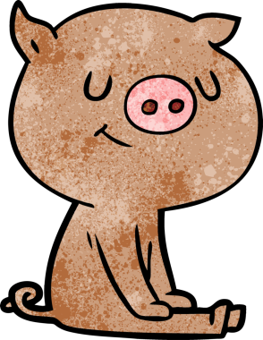 Bir insan tarafından çizilmiş mutlu çizgi film domuzu.