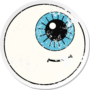 Bir insan tarafından çizilmiş karikatür göz çıkartması.