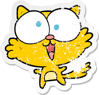 Bir insan tarafından çizilmiş çılgın bir çizgi film kedisinin sıkıntılı çıkartması.