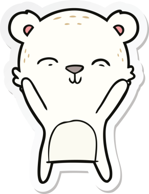 Bir insan tarafından çizilmiş mutlu bir kutup ayısının çıkartması.