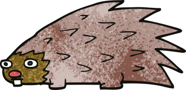 Bir insan tarafından çizilmiş çivili kirpi.