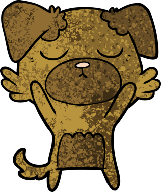 Bir insan tarafından çizilmiş şirin bir çizgi film köpeği.