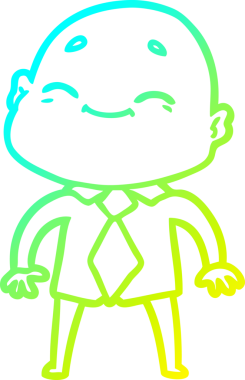 Bir insan tarafından çizilmiş, mutlu, kel bir adamın çizdiği soğuk çizgi.