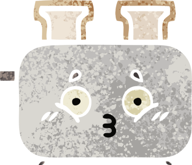 Bir insan tarafından çizilmiş bir tost makinesinin retro çizim stili karikatürü