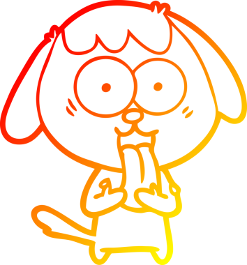 Bir insan tarafından çizilmiş sevimli bir köpeğin sıcak çizgi çizgisi.