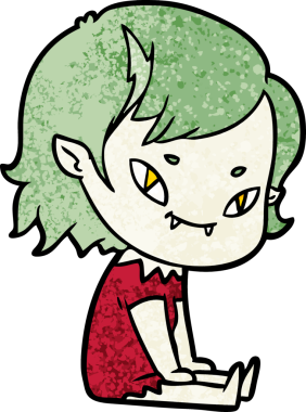 Çizgi film dostu vampir kız bir insan tarafından çizildi.