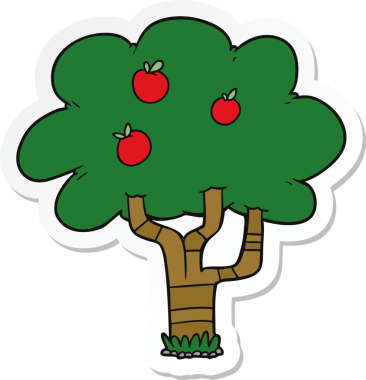 Bir insan tarafından çizilmiş elma ağacının çıkartması.