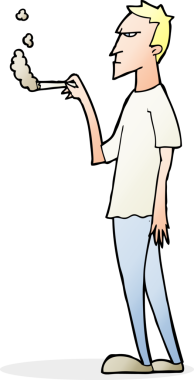 Bir insan tarafından çizilmiş kızgın bir sigara tiryakisi.