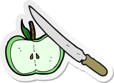 Bir insan tarafından çizilen çizgi film elmasının çıkartması.