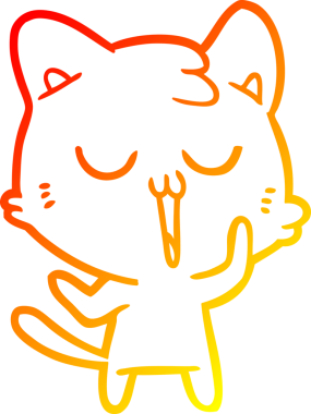 Bir insan tarafından çizilmiş sevimli bir çizgi film kedisinin sıcak çizgi çizgisi.
