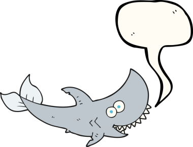 Bir insan tarafından çizilmiş serbest konuşma balonu karikatürü köpek balığı.