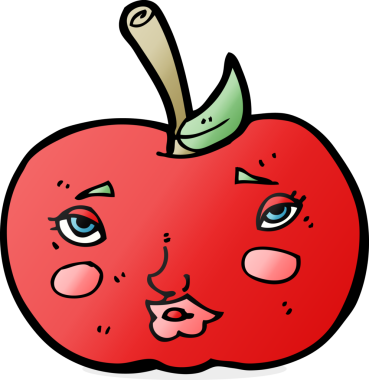 bir insan tarafından çizilmiş elma karikatürü.