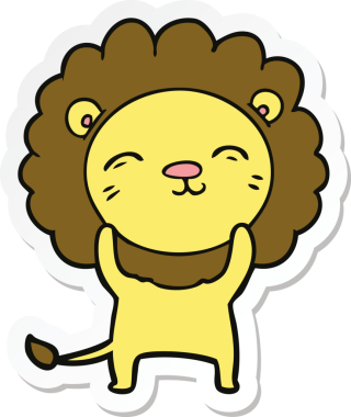 Bir insan tarafından çizilmiş karikatür aslanının çıkartması.