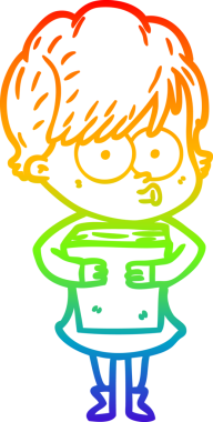 gökkuşağı gradyan çizimi bir insan tarafından çizilmiş bir karikatür kadın