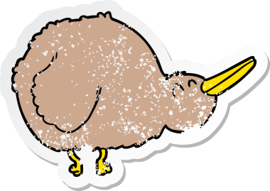 Bir insan tarafından çizilmiş kivi kuşunun sıkıntılı çıkartması.