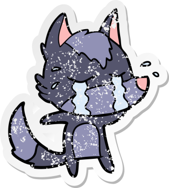 Bir insan tarafından çizilmiş ağlayan bir karikatür çıkartması.