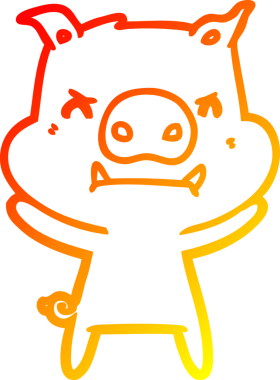 Bir insan tarafından çizilmiş kızgın çizgi film domuzu çizimi.