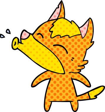 Bir insan tarafından çizilmiş tilki çizgi film karakteri