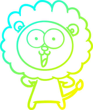 Bir insan tarafından çizilmiş mutlu çizgi film aslanı çizimi.