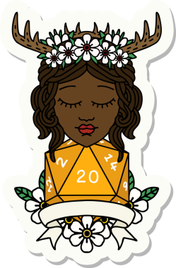 Bir insan tarafından çizilmiş 20 rulo doğal bir Druid çıkartması.