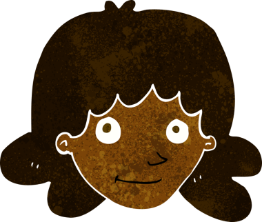 Bir insan tarafından çizilmiş mutlu kadın yüzü.