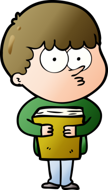 Çizgi film meraklısı çocuk bir insan tarafından çizilmiş bir kitabı tutuyor.