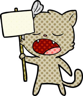 Bir insan tarafından çizilmiş esneyen kedi çizgi filmi.