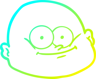 Bir insan tarafından çizilmiş kel bir adamın soğuk çizgi çizimi.