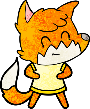 Bir insan tarafından çizilmiş çizgi film dostu tilki.