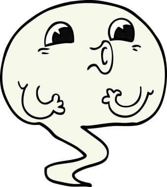 Bir insan tarafından çizilmiş ürkütücü karikatür hayaleti.