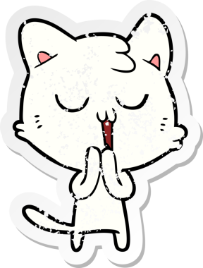 Bir insan tarafından çizilmiş çizgi film kedisinin sıkıntılı çıkartması.