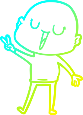 Bir insan tarafından çizilmiş, mutlu, kel bir adamın çizdiği soğuk çizgi.