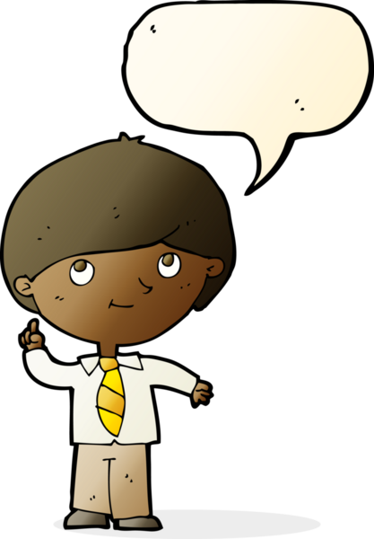 Bir insan tarafından çizilmiş konuşma baloncuğu fikri olan çizgi film çocuğu.