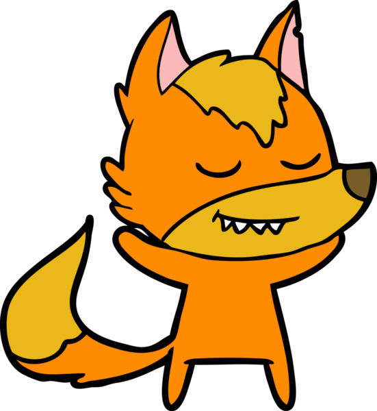 Bir insan tarafından çizilmiş tilki çizgi film karakteri