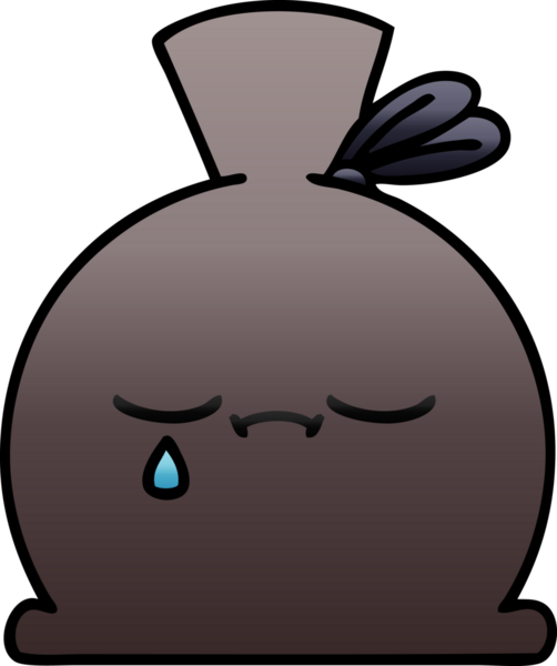 Bir insan tarafından çizilmiş bir çuvalın gölgeli çizgi filmi.